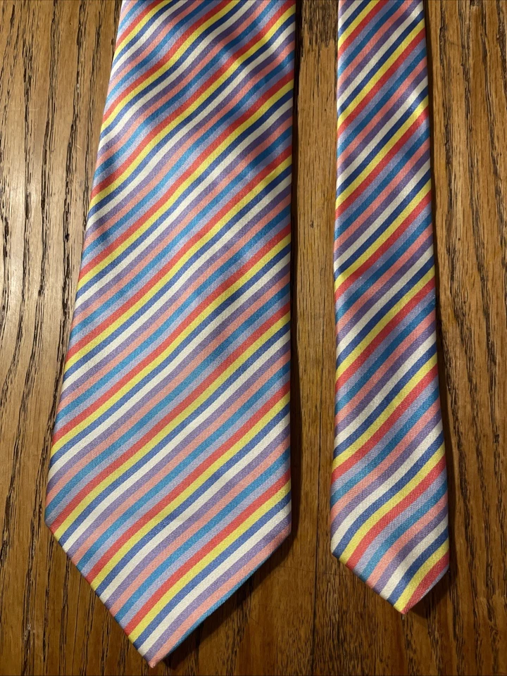 EUC Duchamp London Colorful Striped Silk Tie Necktie Hand Made In England UK - Image 4 of 4