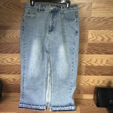 Vintage Mid Waist Long Denim Skirt Sz L