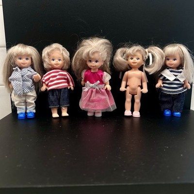 Lot Of 5 Vintage Simba Dolls Steiffi 4.5'' With Outfits And Shoes