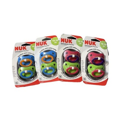 8 NUK Orthodontic Latex Pacifiers Large 18+ Months, Multicolor, 4 Packs of 2