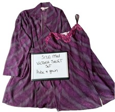 Victoria  s Secret 2 Pcs Abstract Print kimono Robe Chemise Nightgown lounge Med