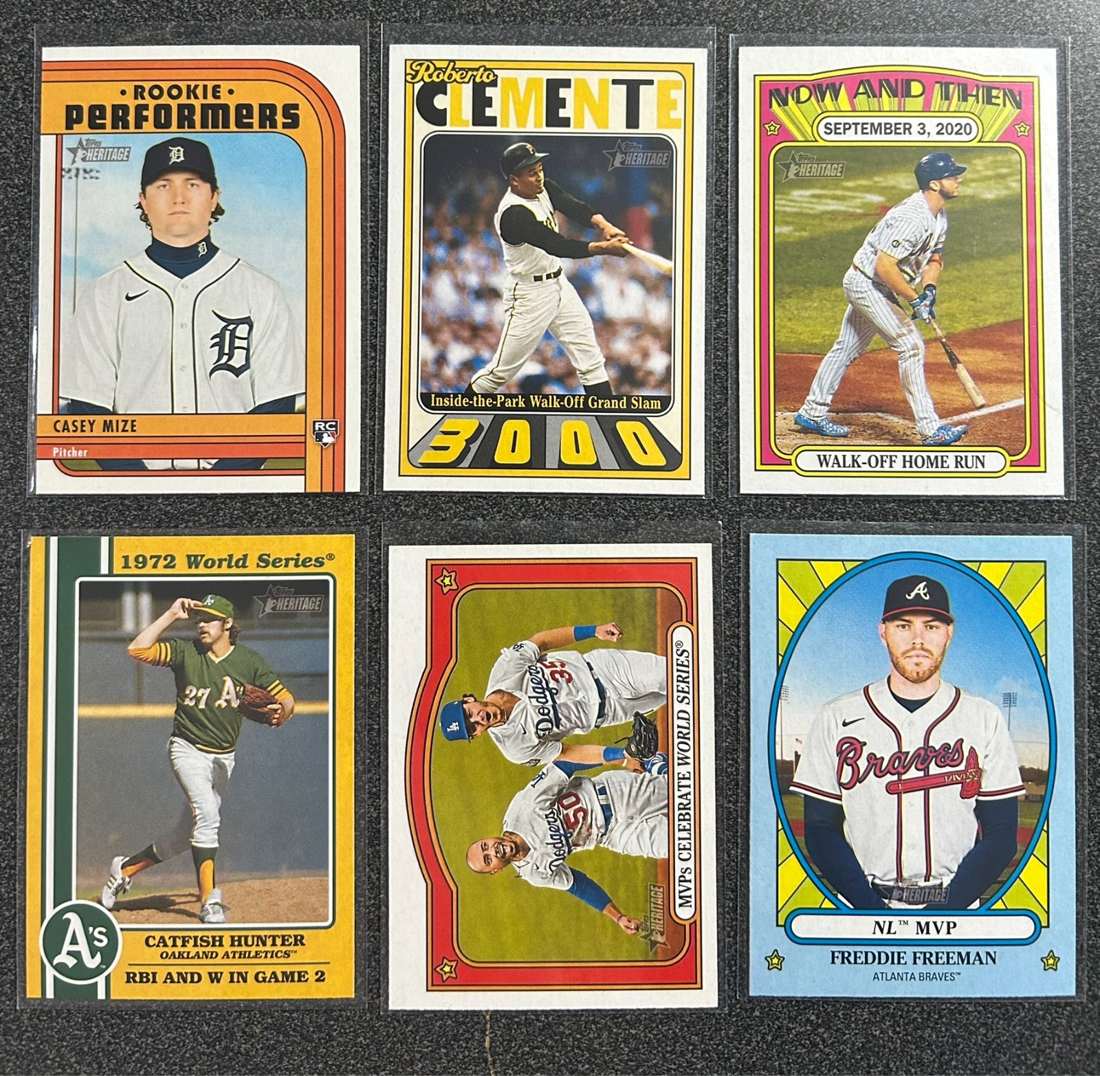 2021 Topps Heritage High Inserts Pick 'EM RP Clemente Now&Then Award Combo WS