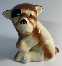 VTG Ceramic Black Eye Patch Bulldog Figurine MCM 5.5"