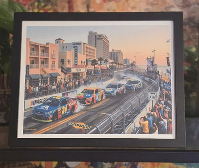 Daytona Nascar Roots Surrealism Artwork Framed Art Print By Vista Eagle