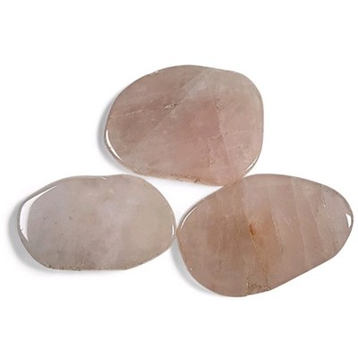 Rose Quartz Crystal Polished Faced Stones 108.1 grams. 3 Piece Lot.