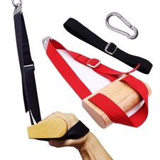 Arm Wrestling Wooden Handle Grip Trainer Adjustable Straps Forearm Wrist Strengt