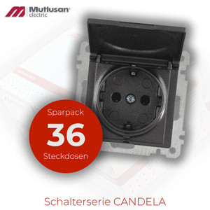 Sparset 36x Steckdose mit Deckel  und Kindersicherung Unterputz Mutlusan CANDELA