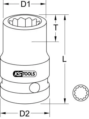 Cubo para llave de impacto Acero Cr-Mo 515.1575 KS TOOLS - Imagen 3 de 4