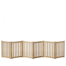 6-Panel Solid Wood Dog Gate - Freestanding Folding Pet Gate for Doorways, Sta...