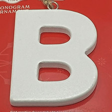 NEW 3.5" WOOD MONOGRAM INITIAL B WHITE CHRISTMAS ORNAMENT FREE SHIP