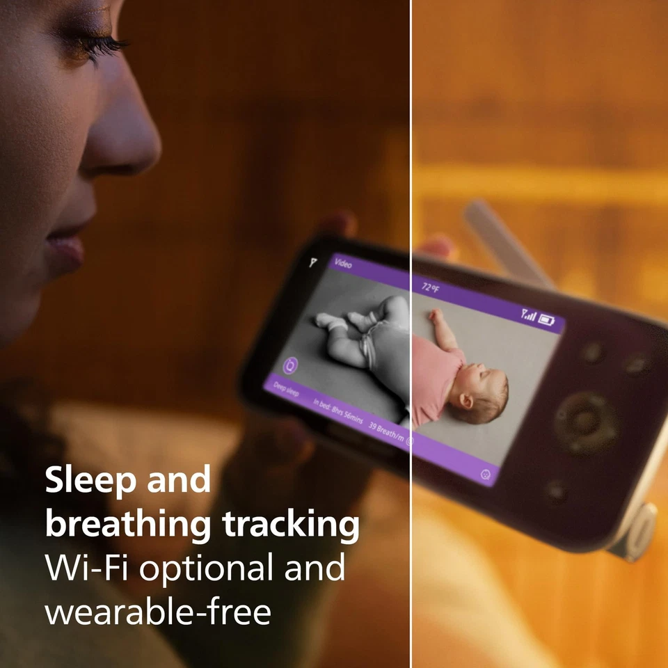 Monitor de bebé Philips Premium conectado, con cámara 1080p y aplicación, SenseIQ Sl... Foto 3 de 4