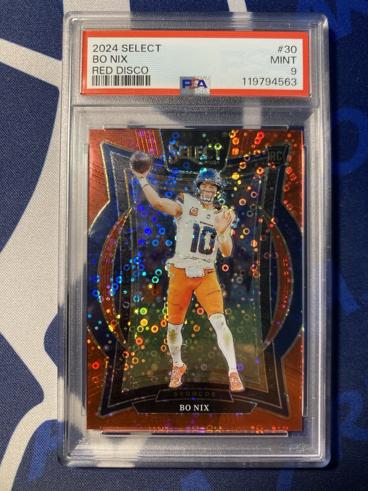 2024 Panini Select - Concourse Bo Nix #30 Red Disco Prizm /49 (RC)