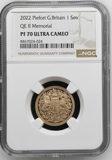 2022 Gold Proof Piedfort Sovereign, Memorial, NGC PF70 ULTRA CAMEO