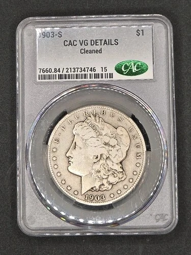 1903-S Morgan Dollar | CAC VG Details, Cleaned | Key Date!