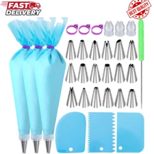 Piping Bags and Tips Set, Cakes Decorating Kit Supplies 3 Reusable Pastry Bags,