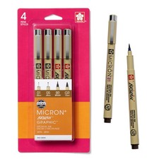 SAKURA 50040 4-Piece Pigma Drawing Brush Pen Set, Sepia Brush Tip