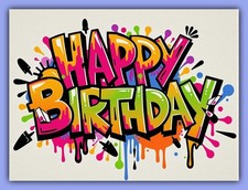 Happy Birthday Greeting Card A5 Blank Inside Graffiti Contemporary Wall Art UK