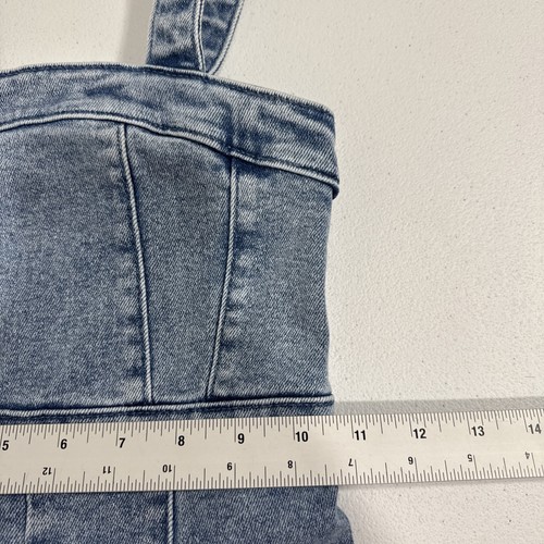 Forever 21 Kids Jumpsuit Girls 9 / 10 Blue Acid Wash Denim Wide Leg Sleeveless - Picture 10 of 17
