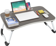 Folding Lap Desk, 23 Inch Portable Wood Black Laptop Bed Desk Lap Desk with Cup