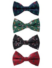 4PCS Men's Christmas Bow tie Festival Theme Bowties Pre-Tied Neckwear 4p-18