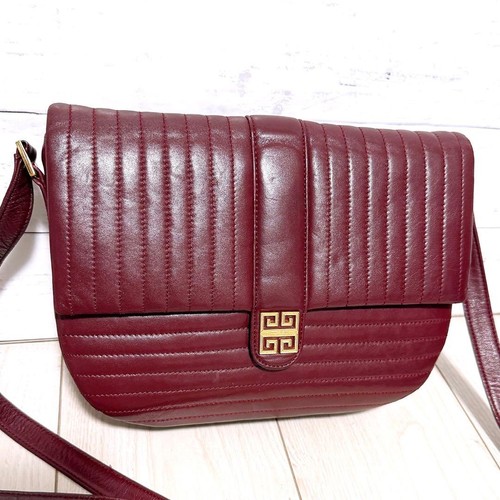Givenchy Quilted Leather Shoulder Bag Bordeaux From Japan