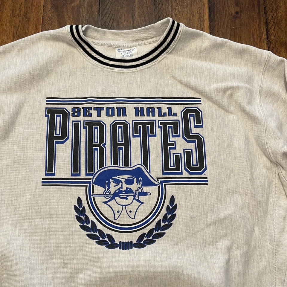 Seton Hall Pirates Sweater Mens X-Large Gray NCAA Basketball Champion Crewneck - Image 3 of 4
