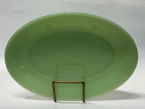 Vintage Fire-King Jadeite Jane Ray Oval Serving Platter 12" x 9" Anchor Hocking