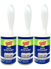 Scotch Brite 3M Lint Roller 50 Stickier 95 Sheets each, Pet Hair, Crumbs 3 Pack