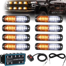 8x 12 Led Strobe Lights Kit Side Marker Car Truck Emergency Warning White Amber