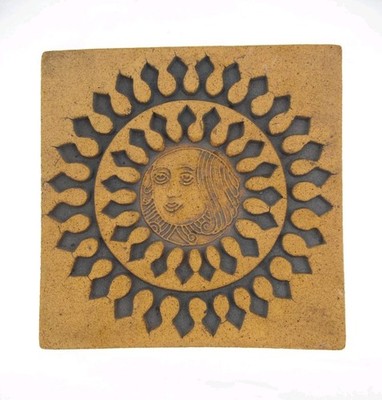 7.2'' John Wenzel Vintage MCM Face Sun Pottery Plaque Wall Hanging