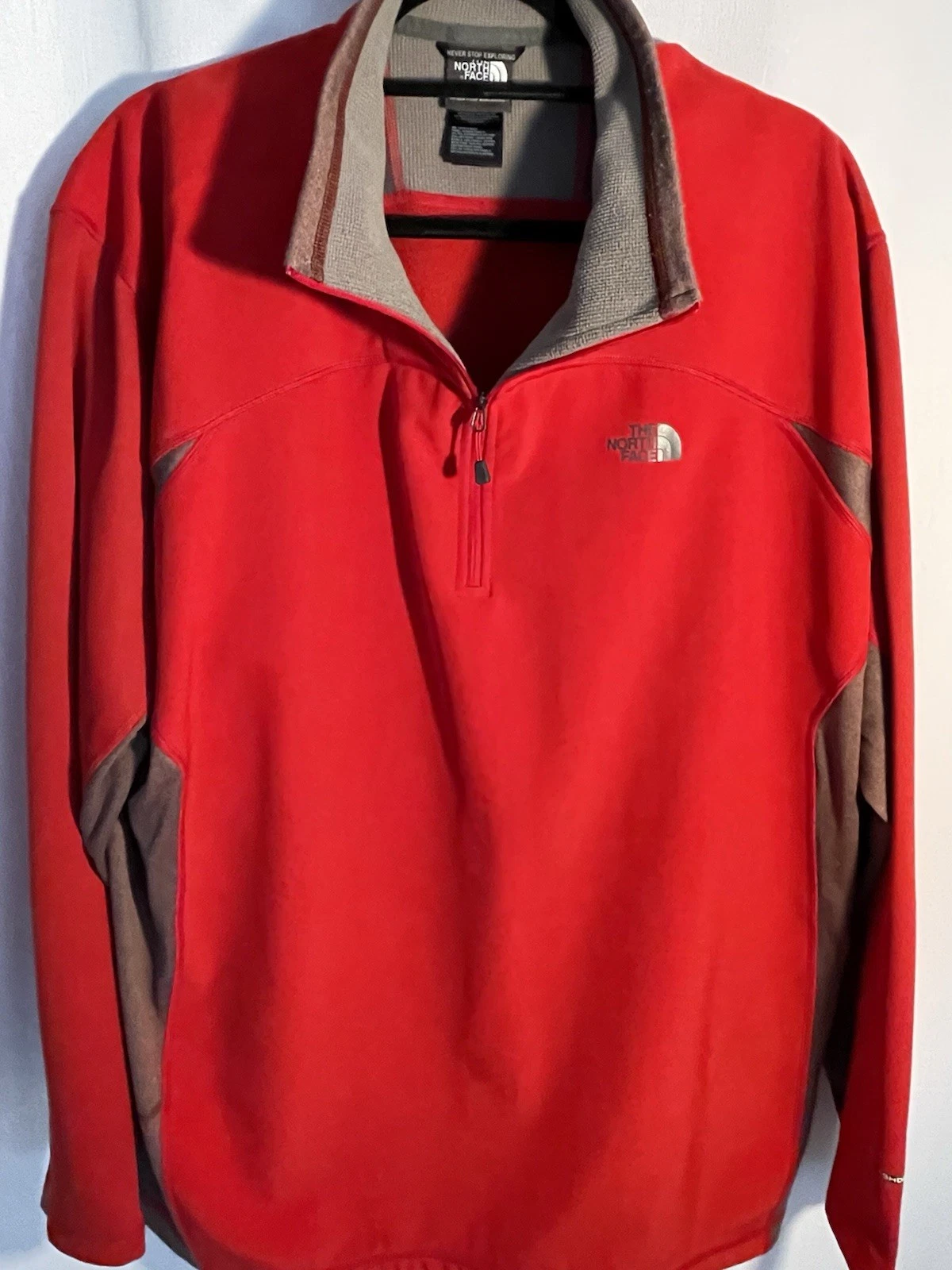 The North Face Shirt Mens XXL Red Quarter Zip FlashDry Pullover Hiking Trail 2X