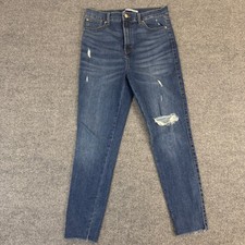 Celebrity Pink High Rise Distressed Skinny Jeans Blue Size 11/30 Raw Hem
