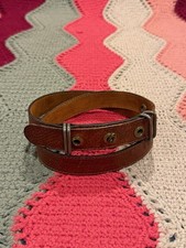 Vintage 1960s Brown Leather Boho Hippie Belt 36  Solid Unique Buckle Mechanism