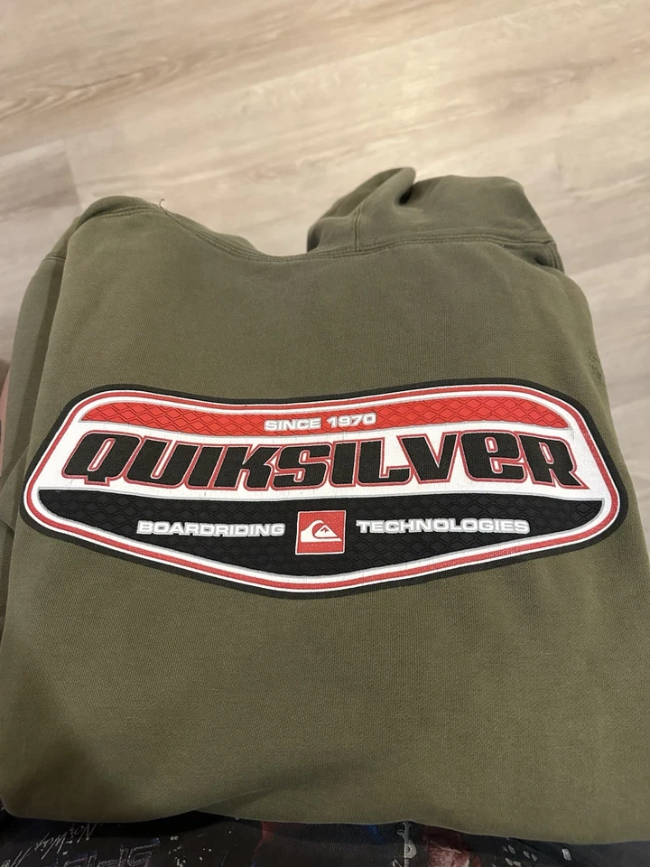 Moletom com capuz vintage Quiksilver Skateboarding Technologies verde tamanho XL Y2K - Imagem 4 de 4