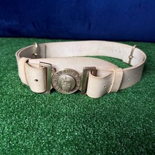 Vintage British Army White Courlene PVC Belt 46" GS Buckle Dieu Et Mon Droit