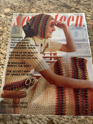 Vtg Seventeen October 1970 Cover Model Bonnie Lysohar 216 Pages 50 Cents