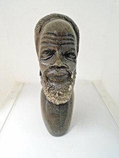 Vintage African Shona Soap Stone Tribal Male Bust Sculpture