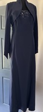 David’s Bridal Size 12 Navy Beaded Formal Evening Gown Dress w/ Bolero Jacket