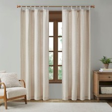 KA Only 1 Pc Panel Cozy Touch Faux Linen Tab Top Fleece Lined Curtain Panel