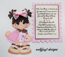 ELITE4U GIRL LOVE GRANDMA POEM premade paper piecing scrapbook PIECE DIECUT 3D