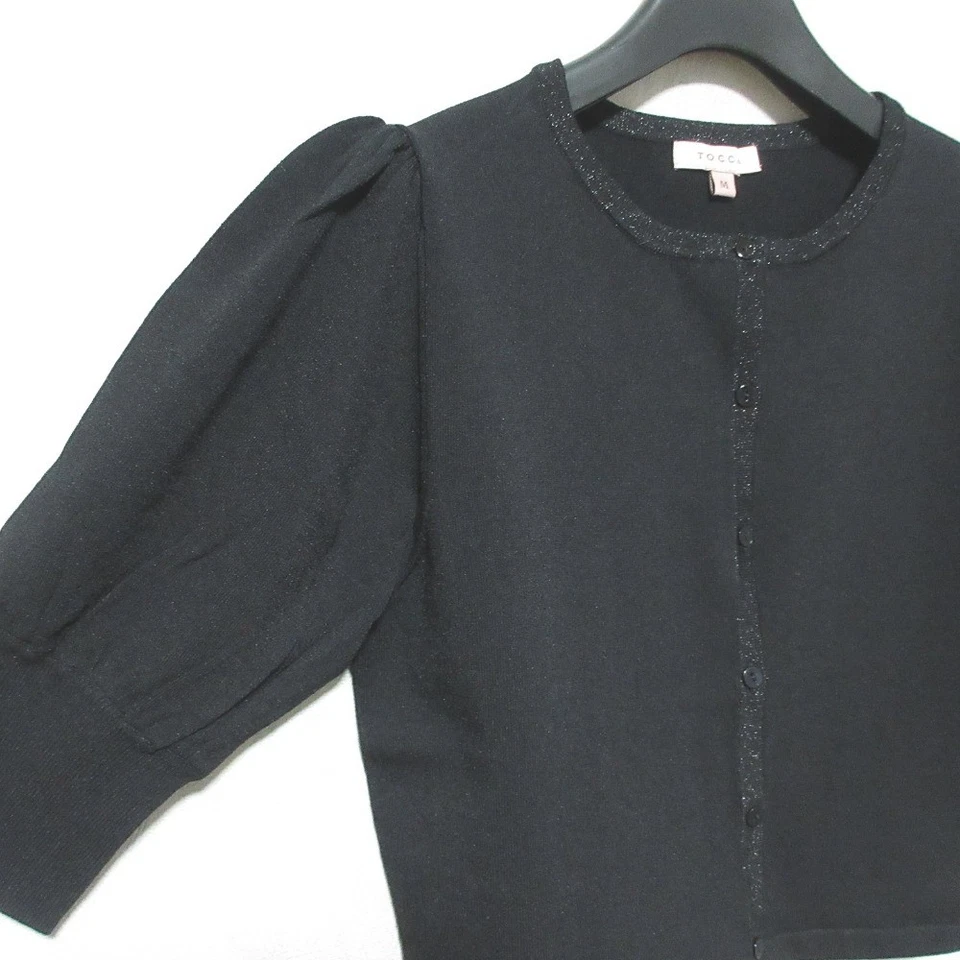 Cardigã de malha 23SS TOCCA lavável BALOON KRTOSS0110 M preto feminino USADO - Imagem 3 de 4