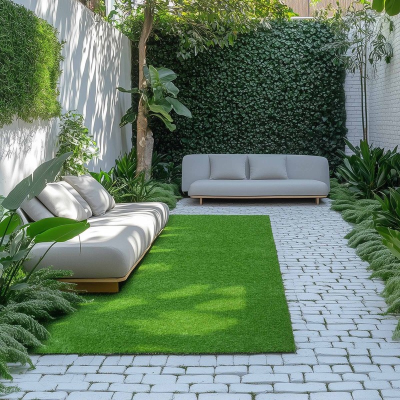 AplusChoice 20'x1' Artificial Grass Paver Turf Strip 0.8"H for Landscape Walkway