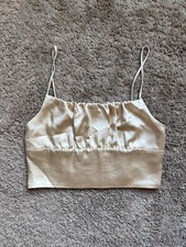 Zara Satin Crop Cami Top in Champagne Gold Size SMALL READ