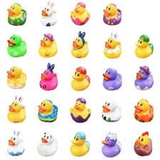 24Pcs Easter Ducks,Mini Rubber Ducks for Kids,2 Inch Bunny Duckies Bath Toys ...