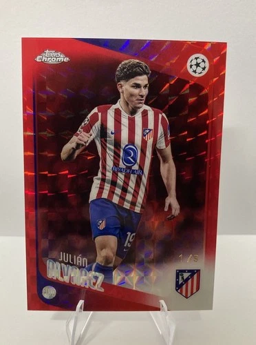 2025-26 Topps Chrome UEFA Club Competitions Julian Alvarez #154 Red Geometric/5