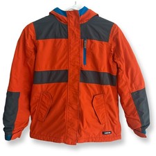 Lands End Big Kids Boys Squall Hooded Winter Jacket Coat Orange Size M or 10-12