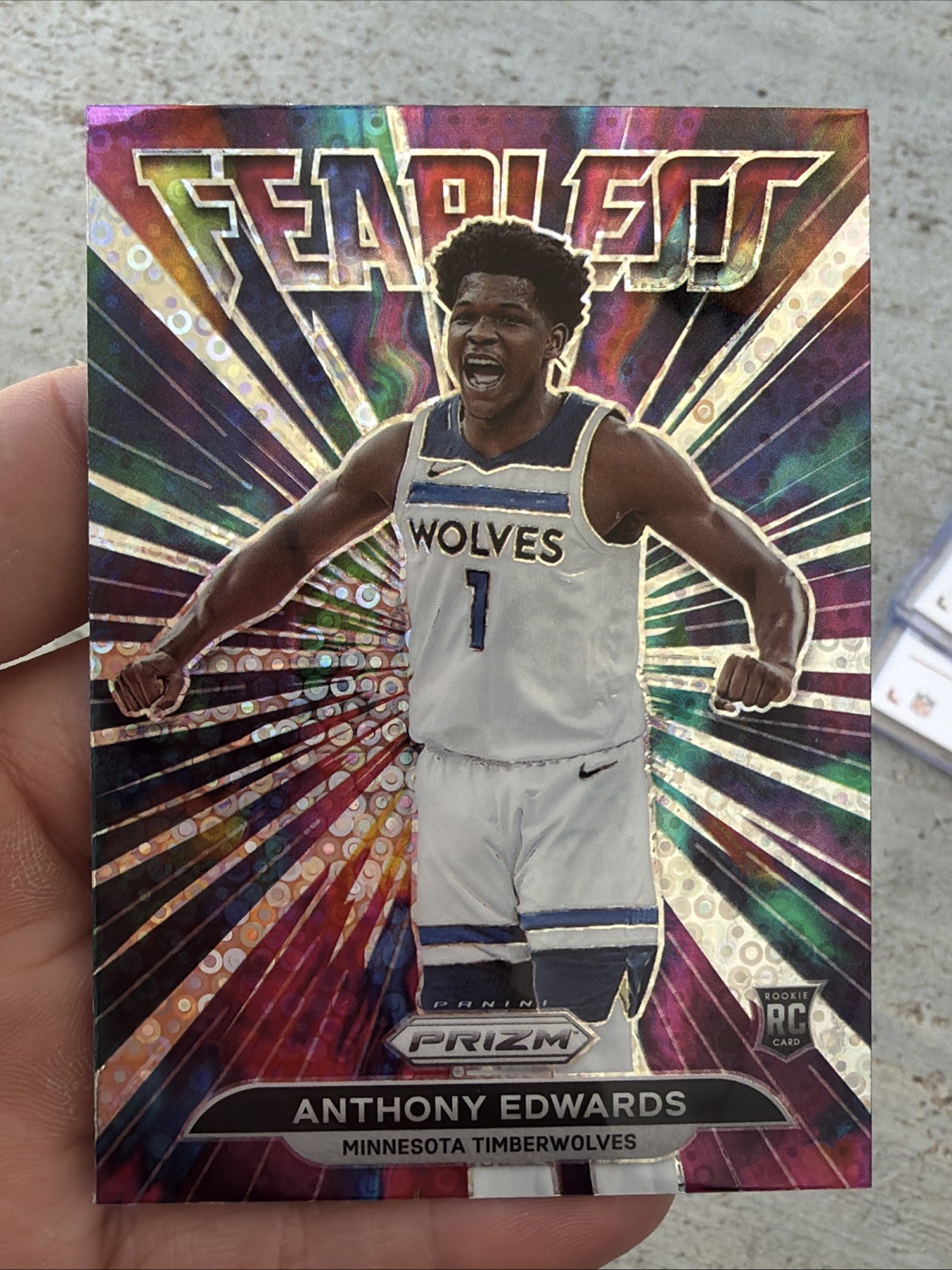 2021-22 Panini Prizm Anthony Edwards RC Fearless Silver Prizm Rookie #15 TWolves