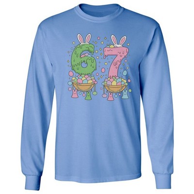 67 Easter Bunny Eggs Six Seven Meme Graphic Long Sleeve T-Shirt