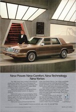 Chrysler 1986 Turbo New Yorker Vintage Print Ad Luxury Car Brown