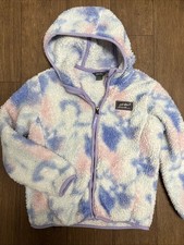 Eddie Bauer Pastel Sherpa Fleece Hoodie Jacket Youth XS 5-6 Zip Close Pink